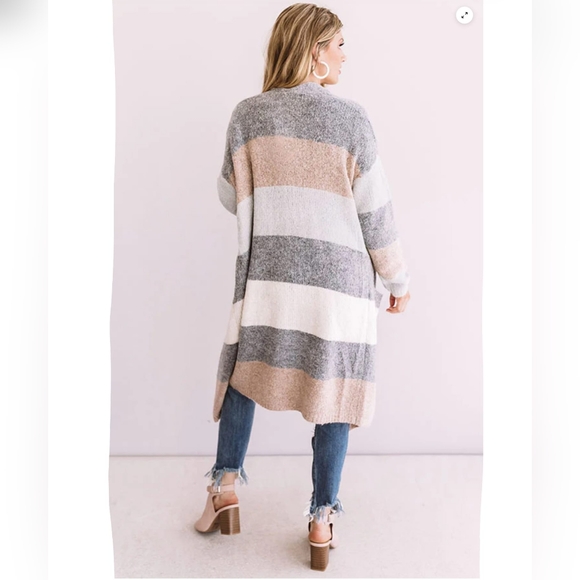 DREAMERS BY DEBUT Color Block Open Front Cardigan Size Large - Picture 2 of 13